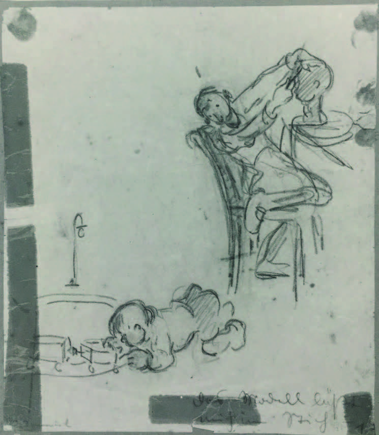  „Das Modell läßt mich im Stich“; Skizze von Edith Samuel